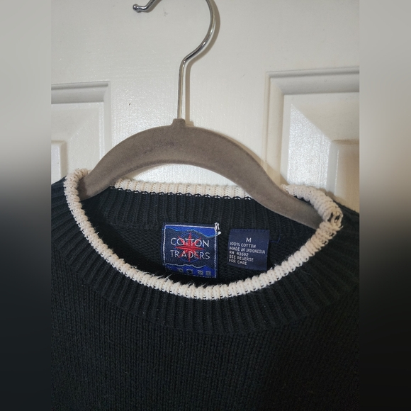 Vtg Cotton Traders Men's Pullover Sweater Golf Men’s Size M Black Embroidered - Picture 3 of 4